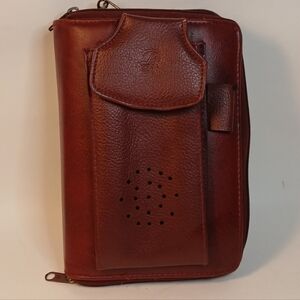 Vintage Phillippe Amiel Dark Red Double Zip Calender Address Organizer Planner